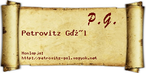 Petrovitz Gál névjegykártya
